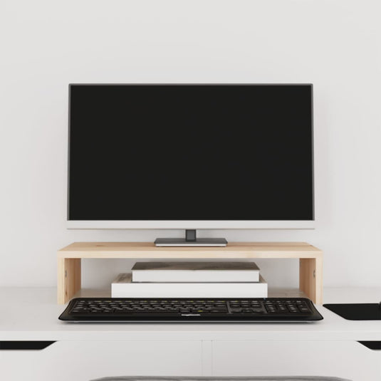Vidaxl monitorstandaard 50x27x10 cm massief grenenhout