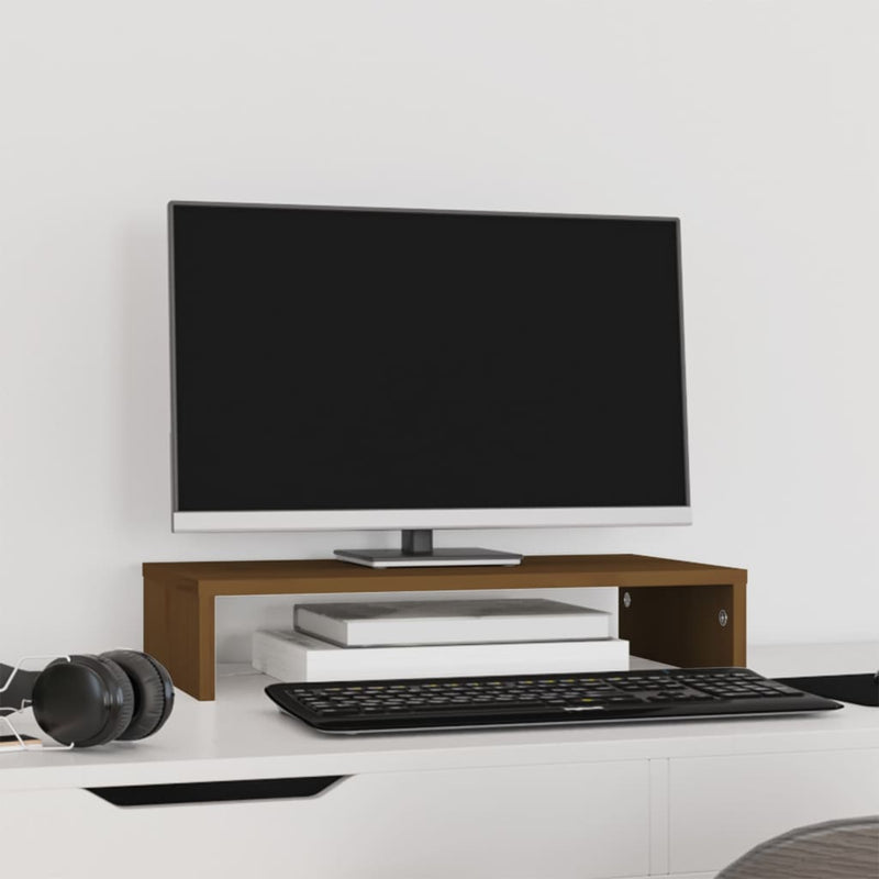 Load image into Gallery viewer, Vidaxl monitorstandaard 50x27x10 cm massief grenenhout honingbruin
