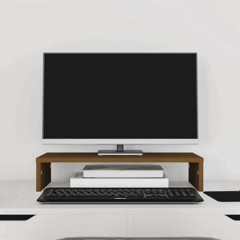 Load image into Gallery viewer, Vidaxl monitorstandaard 50x27x10 cm massief grenenhout honingbruin
