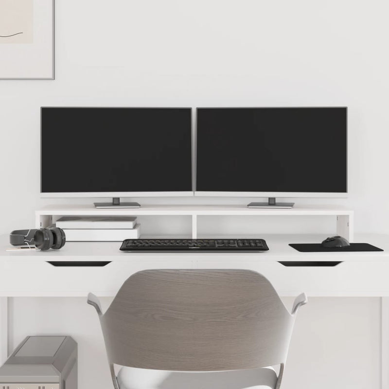 Load image into Gallery viewer, Vidaxl monitorstandaard 100x27x10 cm massief grenenhout wit

