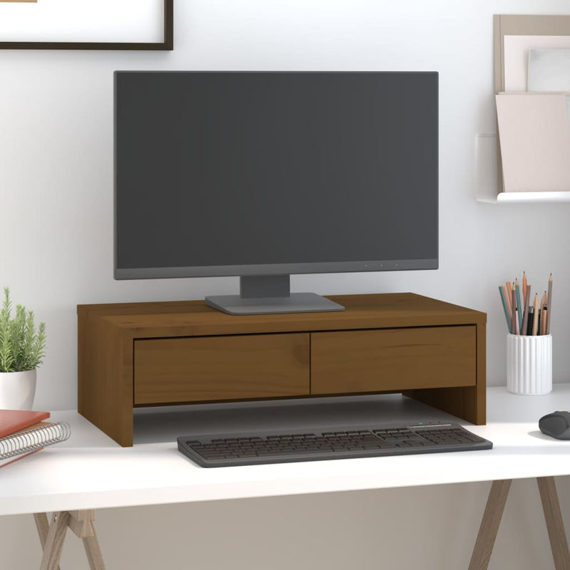 Load image into Gallery viewer, Vidaxl monitorstandaard 50x27x15 cm massief grenenhout honingbruin
