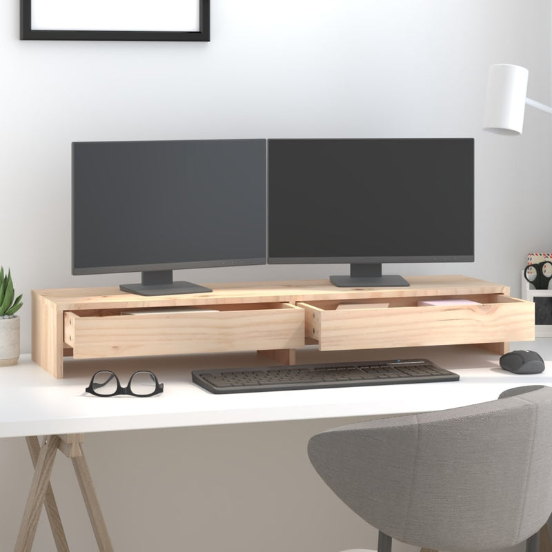 Load image into Gallery viewer, Vidaxl monitorstandaard 100x27x15 cm massief grenenhout
