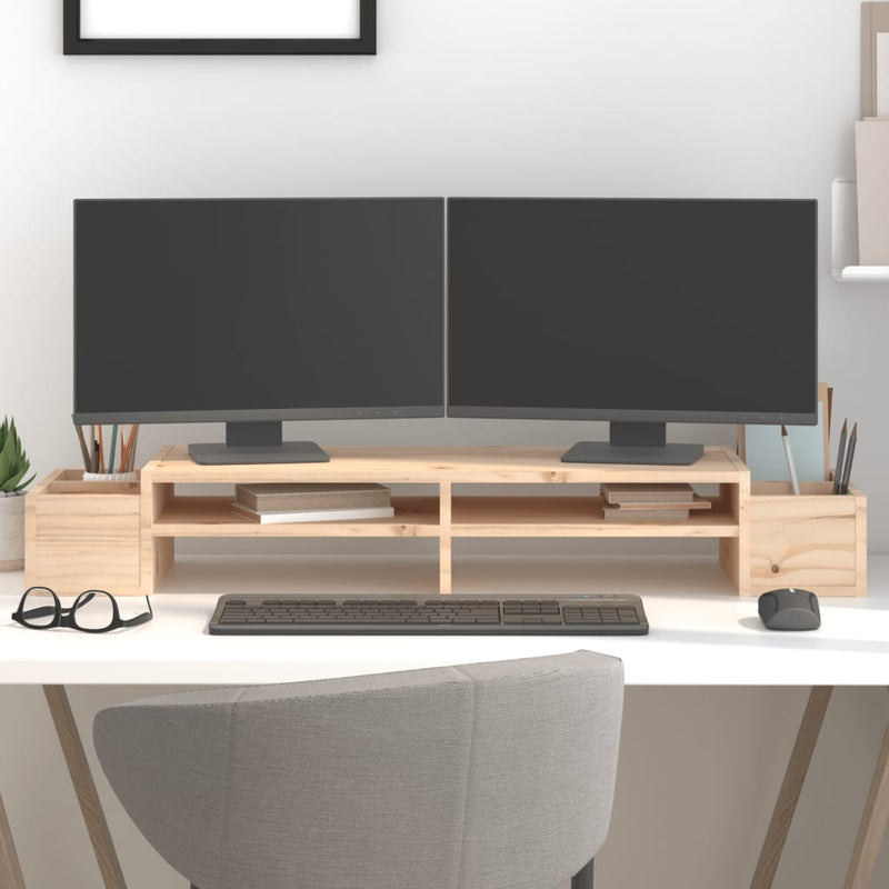 Afbeelding laden in galerijviewer, Vidaxl monitorstandaard 100x27,5x15 cm massief grenenhout
