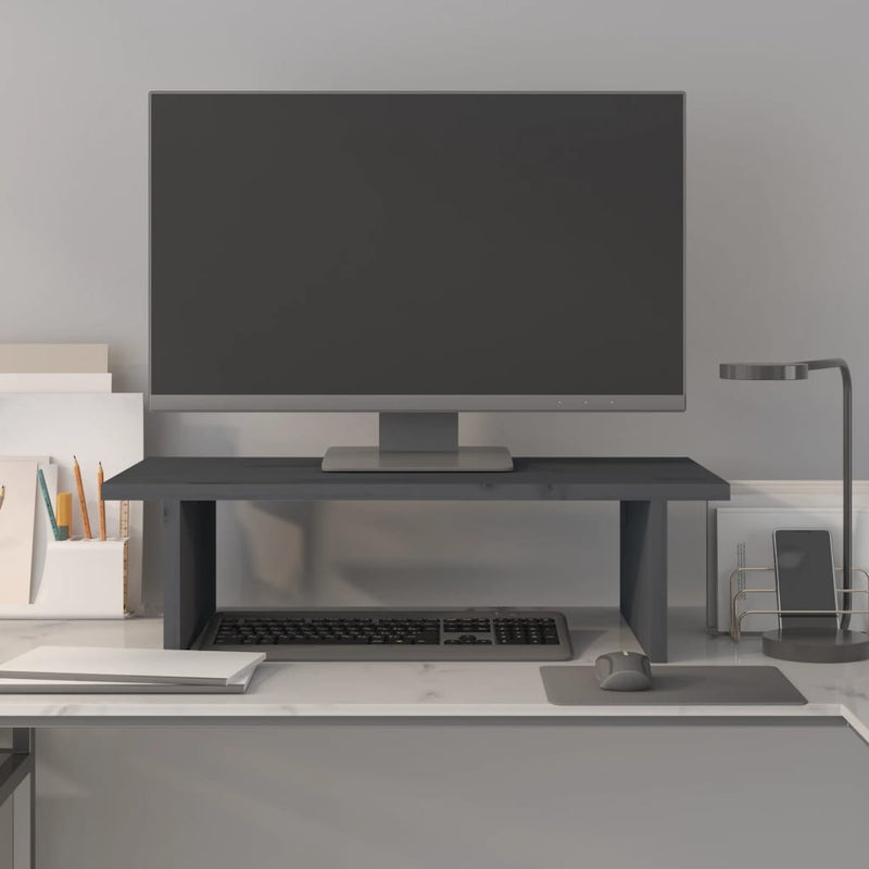 Load image into Gallery viewer, Vidaxl monitorstandaard 50x27x15 cm massief grenenhout grijs
