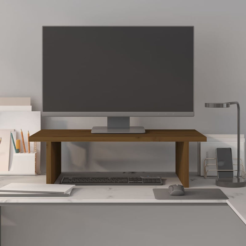 Load image into Gallery viewer, VidaXL Monitorstandaard 50x27x15 cm massief grenenhout honingbruin
