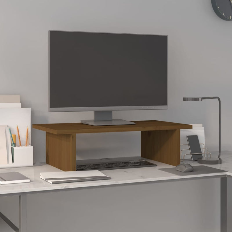 Load image into Gallery viewer, VidaXL Monitorstandaard 50x27x15 cm massief grenenhout honingbruin

