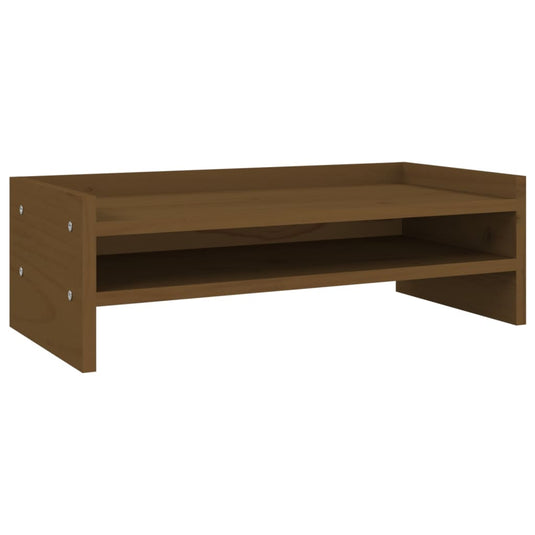 Vidaxl monitorstandaard 50x24x16 cm massief grenenhout honingbruin