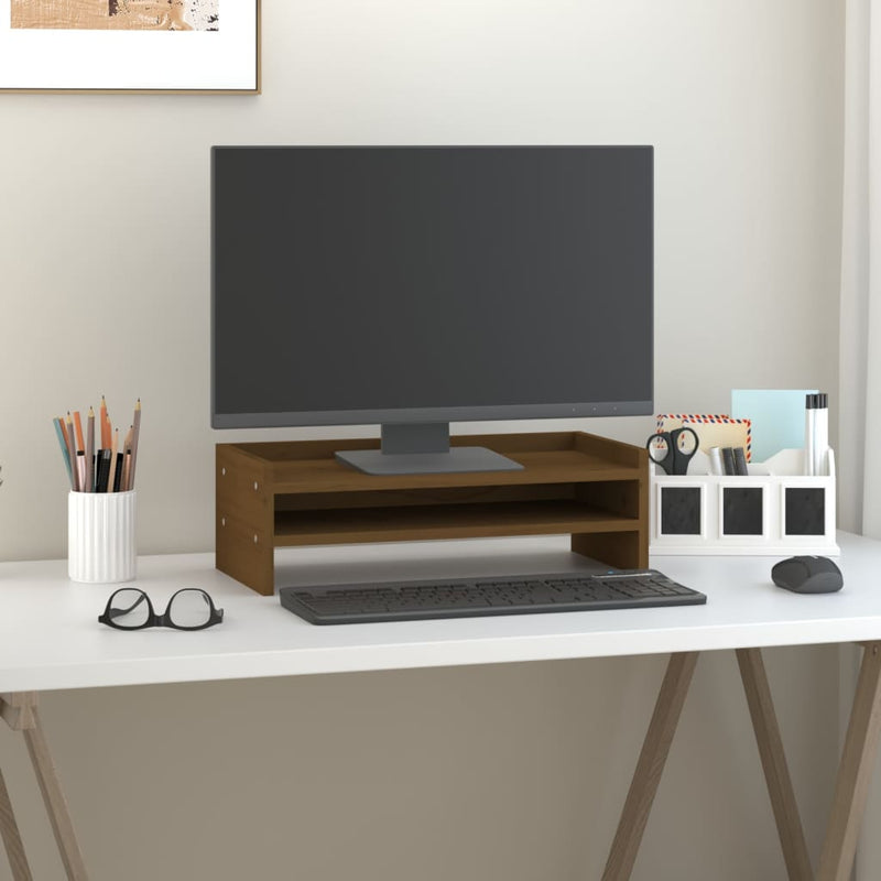 Load image into Gallery viewer, Vidaxl monitorstandaard 50x24x16 cm massief grenenhout honingbruin
