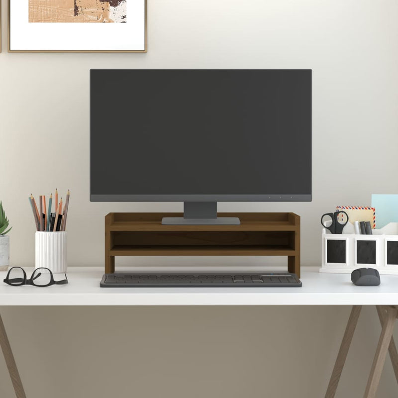 Load image into Gallery viewer, Vidaxl monitorstandaard 50x24x16 cm massief grenenhout honingbruin
