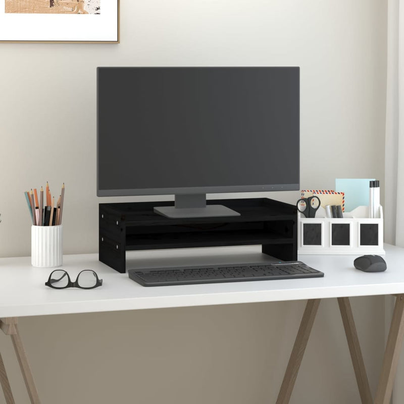 Load image into Gallery viewer, Vidaxl monitorstandaard 50x24x16 cm massief grenenhout zwart
