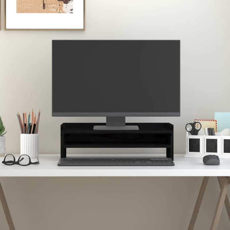 Load image into Gallery viewer, Vidaxl monitorstandaard 50x24x16 cm massief grenenhout zwart
