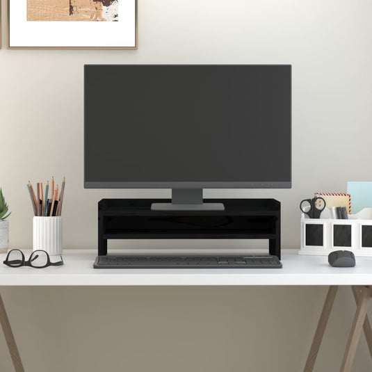 Vidaxl monitorstandaard 50x24x16 cm massief grenenhout zwart