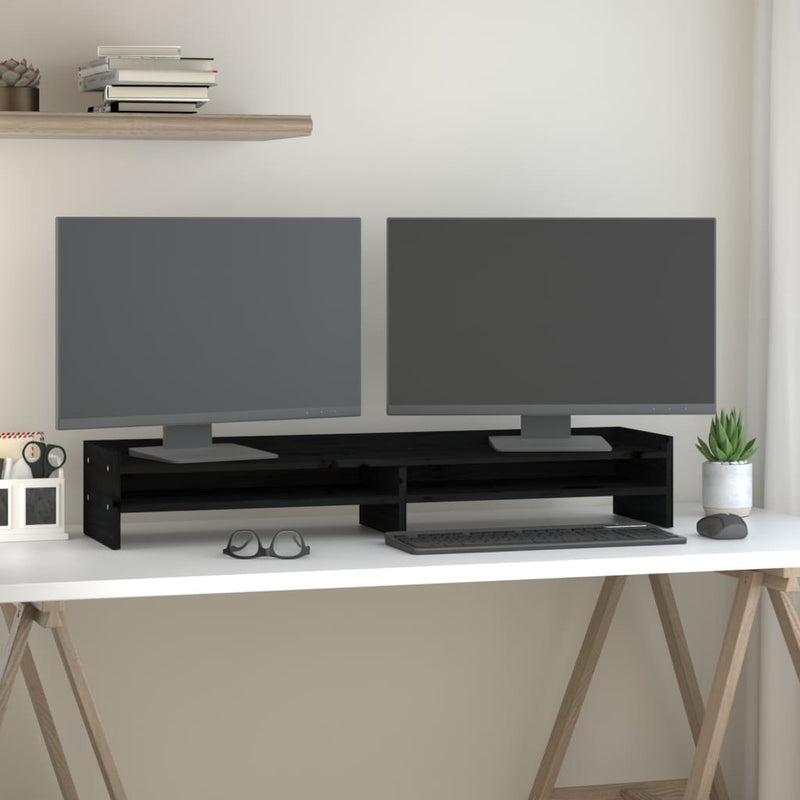 Load image into Gallery viewer, Vidaxl monitorstandaard 100x24x16 cm massief grenenhout zwart
