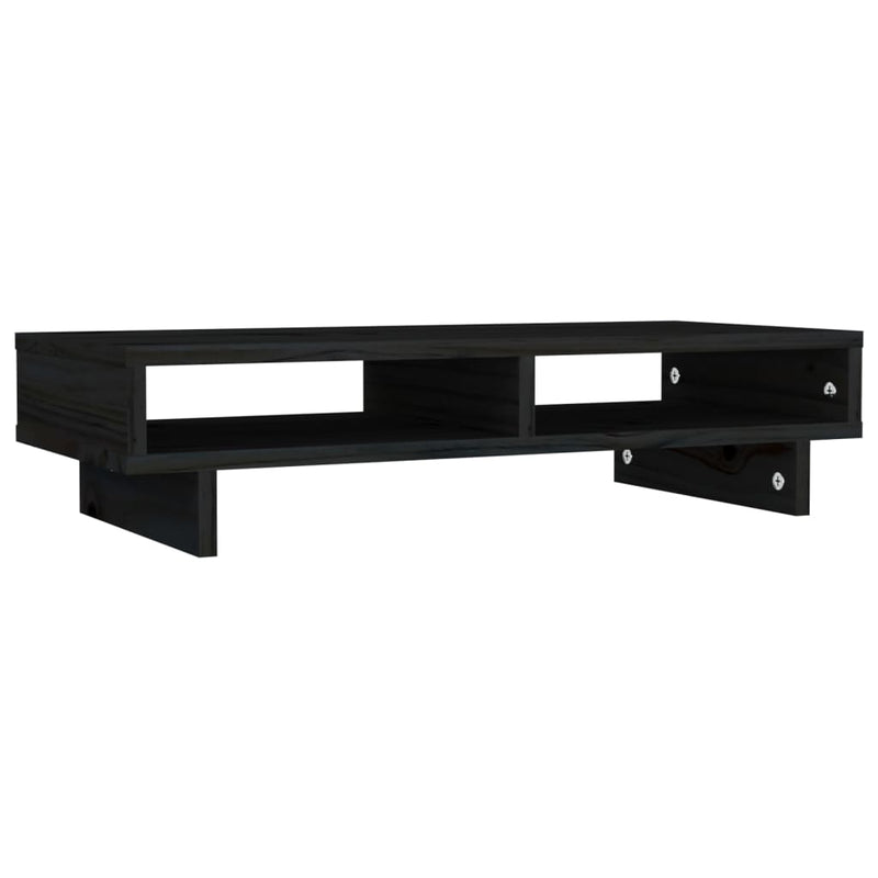 Load image into Gallery viewer, VidaXL Monitorstandaard 60x27x14 cm massief grenenhout zwart
