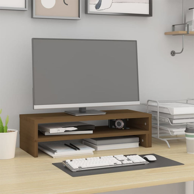 Load image into Gallery viewer, VidaXL Monitorstandaard (52-101)x22x14 cm grenenhout honingbruin
