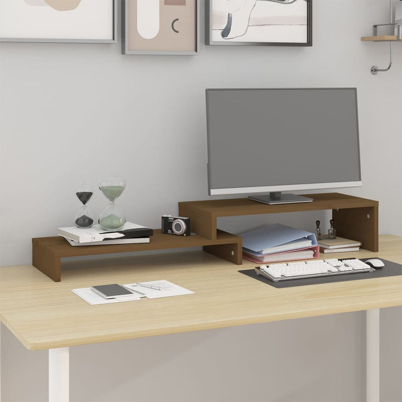 Load image into Gallery viewer, VidaXL Monitorstandaard (52-101)x22x14 cm grenenhout honingbruin
