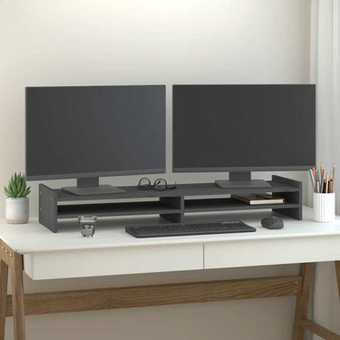 Vidaxl monitorstandaard 100x27x15 cm massief grenenhout grijs