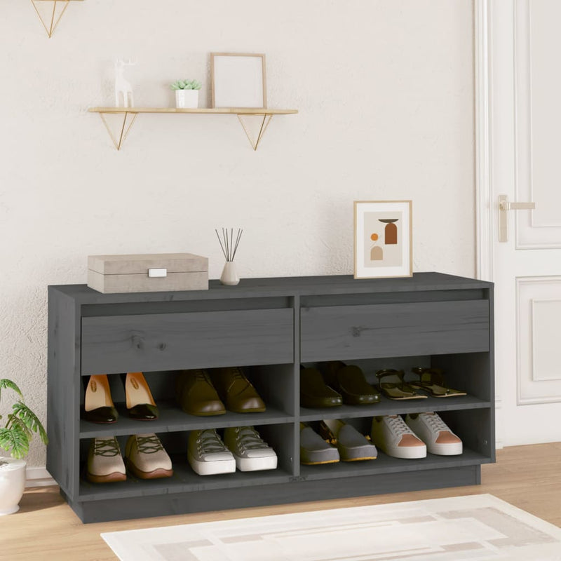 Load image into Gallery viewer, Vidaxl schoenenkast 110x34x52 cm massief grenenhout grijs
