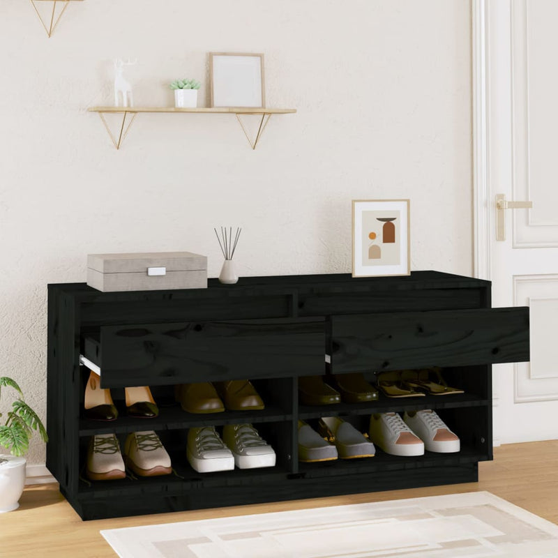 Load image into Gallery viewer, Vidaxl schoenenkast 110x34x52 cm massief grenenhout zwart
