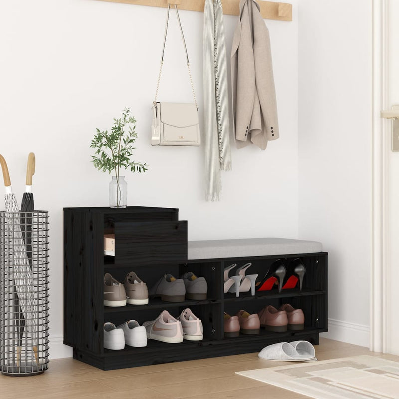 Load image into Gallery viewer, Vidaxl schoenenkast 110x34x61 cm massief grenenhout zwart
