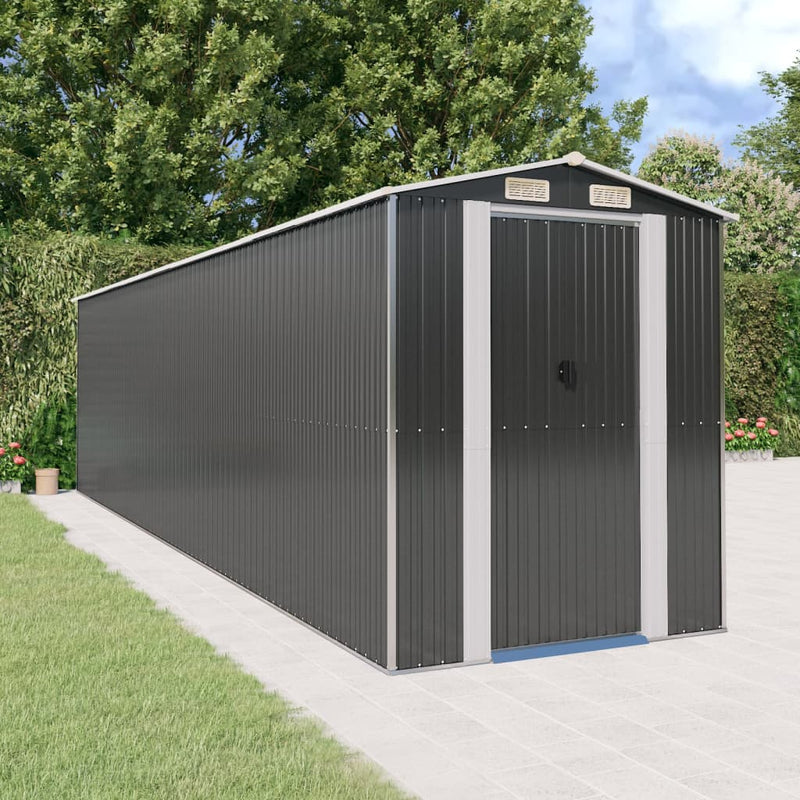 Load image into Gallery viewer, VidaXL Tuinschuur 192x772x223 cm gegalvaniseerd staal antracietkleurig
