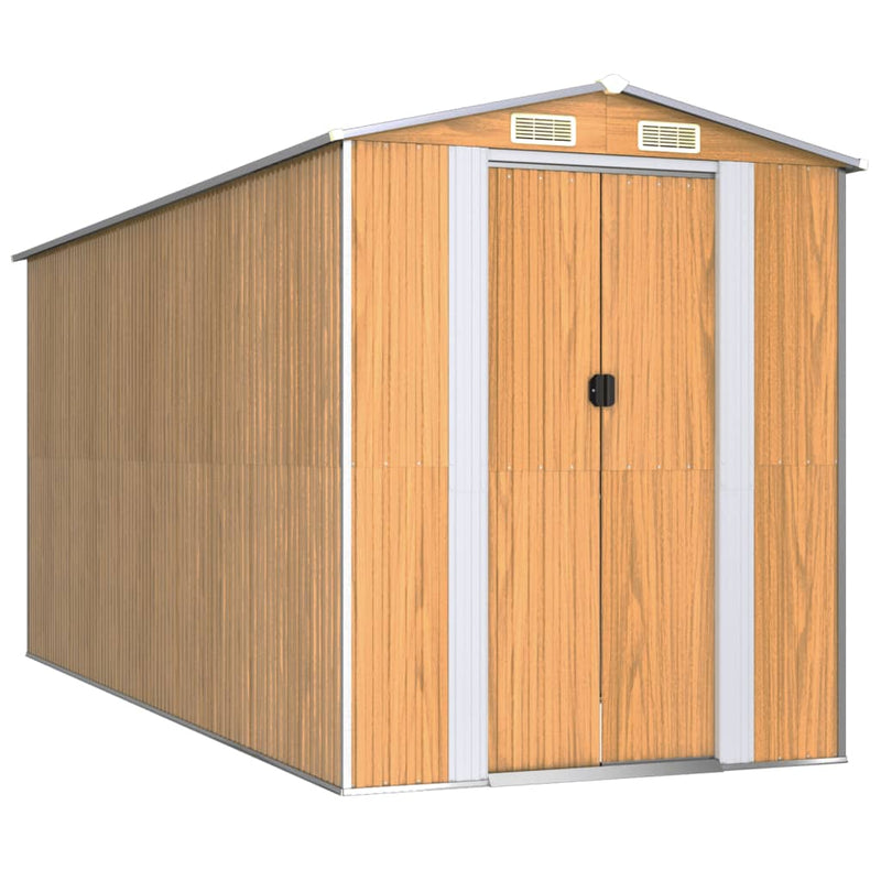 Load image into Gallery viewer, VidaXL Tuinschuur 192x440x223 cm gegalvaniseerd staal lichtbruin
