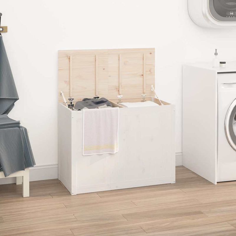 Load image into Gallery viewer, Vidaxl wasmand 88,5x44x66 cm massief grenenhout wit

