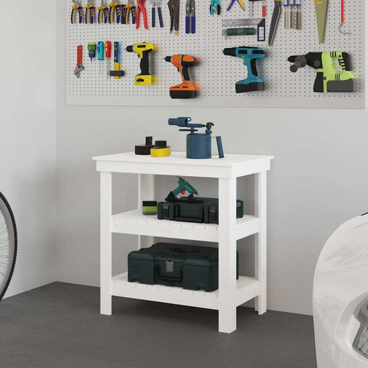 Vidaxl werkbank 78,5x50x80 cm massief grenenhout wit