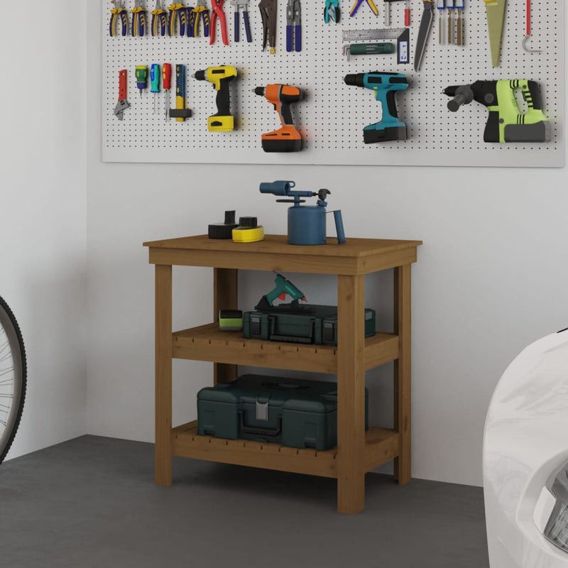 Load image into Gallery viewer, Vidaxl werkbank 78,5x50x80 cm massief grenenhout honingbruin
