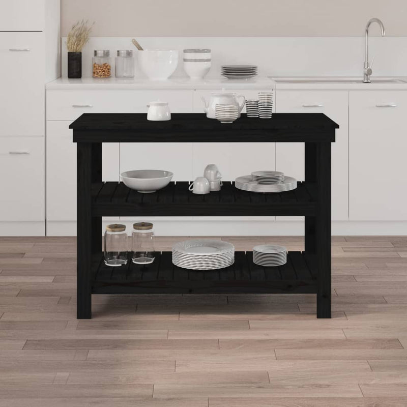 Load image into Gallery viewer, Vidaxl werkbank 110,5x50x80 cm massief grenenhout zwart
