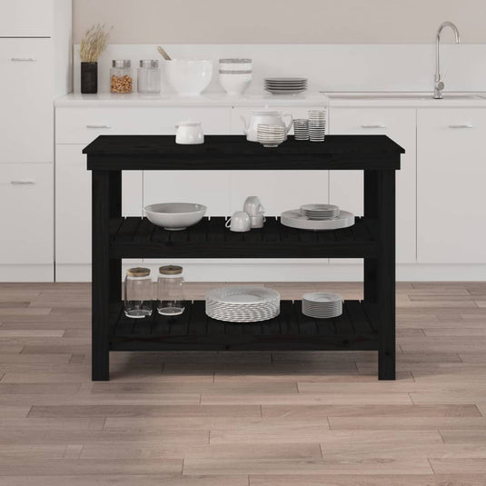 Vidaxl werkbank 110,5x50x80 cm massief grenenhout zwart