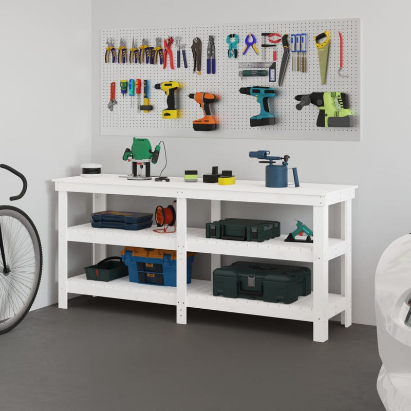 Load image into Gallery viewer, Vidaxl werkbank 181x50x80 cm massief grenenhout wit
