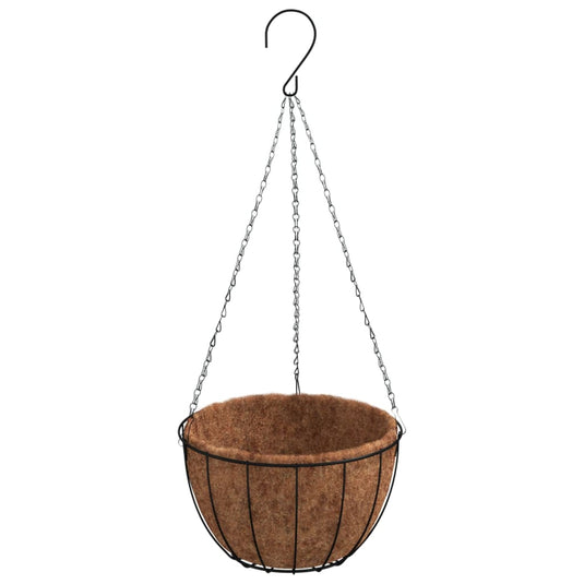 Vidaxl plantenbakken hangend 4 st met kokosbak staal ø 30x52 cm zwart