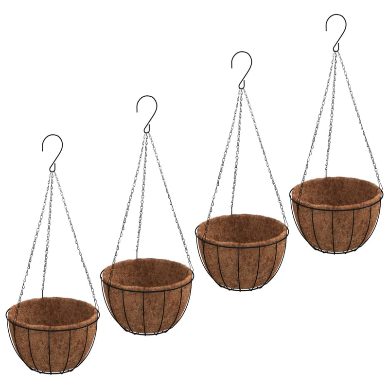 Load image into Gallery viewer, Vidaxl plantenbakken hangend 4 st met kokosbak staal ø 40x63 cm zwart

