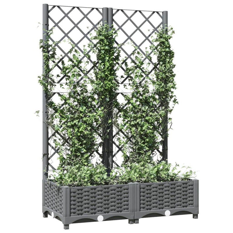 Load image into Gallery viewer, Vidaxl plantenbak met latwerk 80x40x121,5 cm polypropeen lichtgrijs

