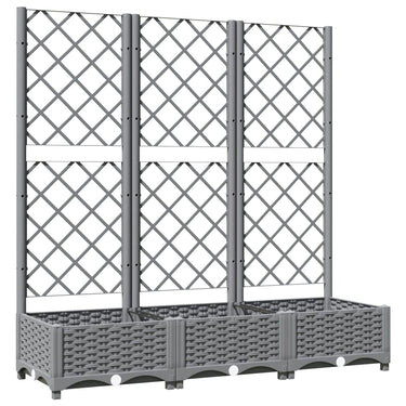 Vidaxl plantenbak met latwerk 120x40x121,5 cm polypropeen lichtgrijs