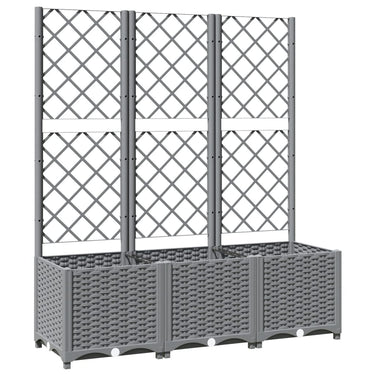 Vidaxl plantenbak met latwerk 120x40x136 cm polypropeen lichtgrijs