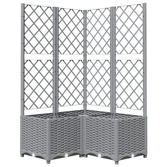 Vidaxl plantenbak met latwerk 80x80x136 cm polypropeen lichtgrijs