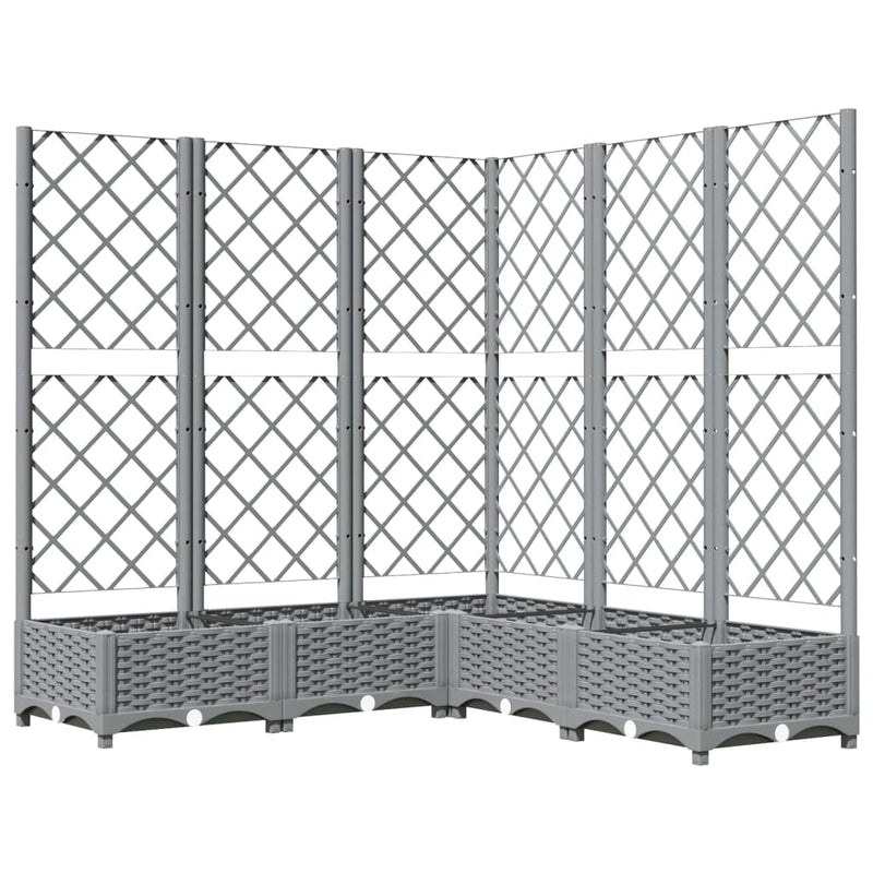 Load image into Gallery viewer, Vidaxl plantenbak met latwerk 120x120x121,5 cm polypropeen lichtgrijs
