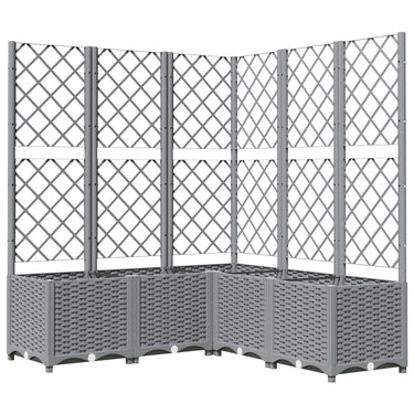Vidaxl plantenbak met latwerk 120x120x136 cm polypropeen lichtgrijs