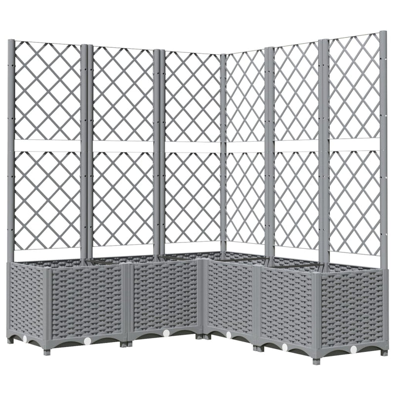Load image into Gallery viewer, Vidaxl plantenbak met latwerk 120x120x136 cm polypropeen lichtgrijs
