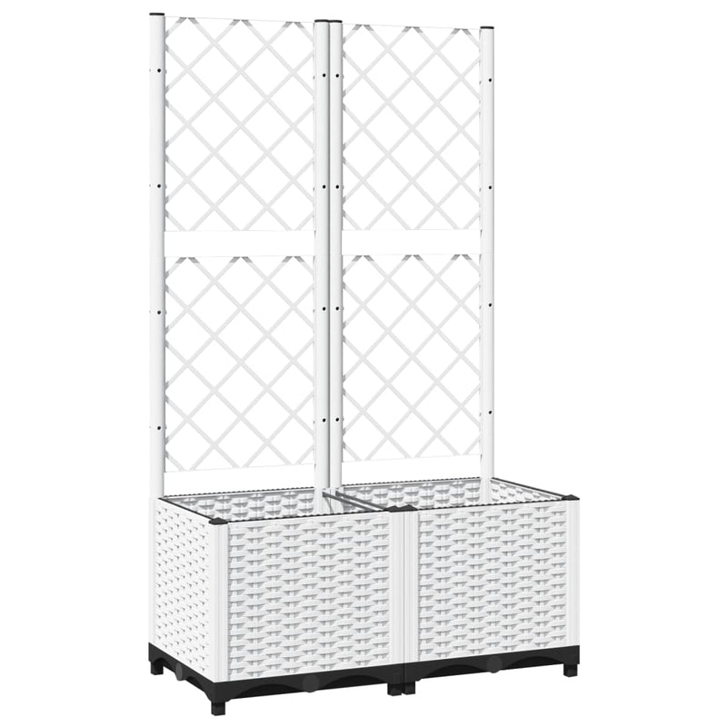 Load image into Gallery viewer, Vidaxl plantenbak met latwerk 80x40x136 cm polypropeen wit
