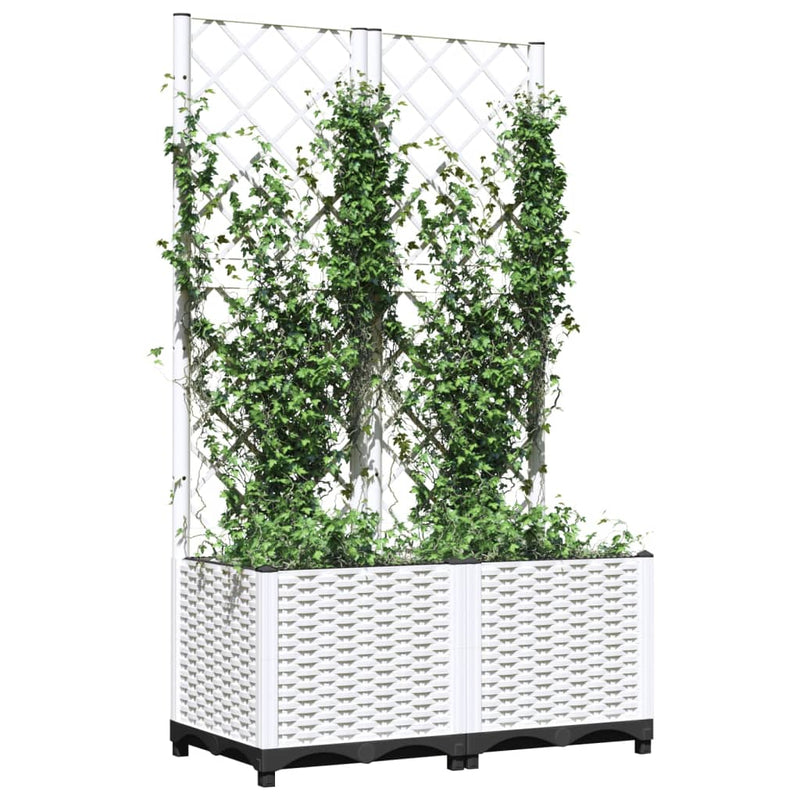 Load image into Gallery viewer, Vidaxl plantenbak met latwerk 80x40x136 cm polypropeen wit
