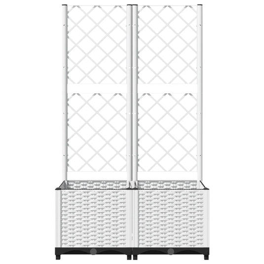 Vidaxl plantenbak met latwerk 80x40x136 cm polypropeen wit