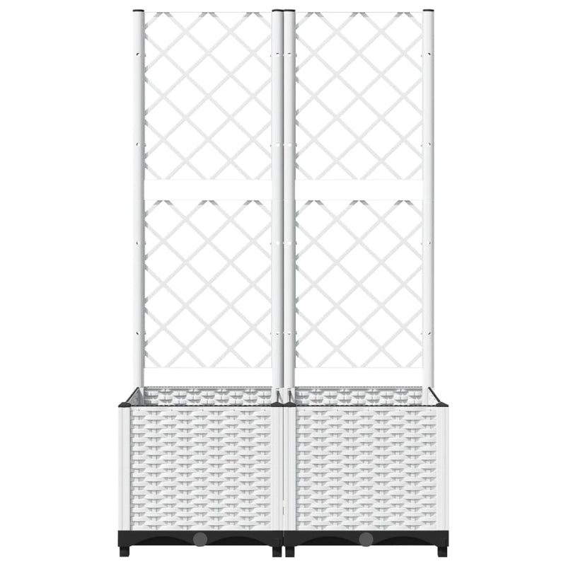 Load image into Gallery viewer, Vidaxl plantenbak met latwerk 80x40x136 cm polypropeen wit
