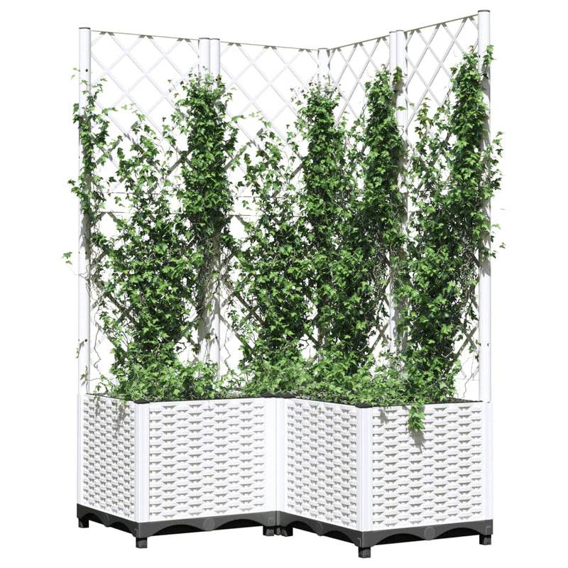 Load image into Gallery viewer, Vidaxl plantenbak met latwerk 80x80x136 cm polypropeen wit
