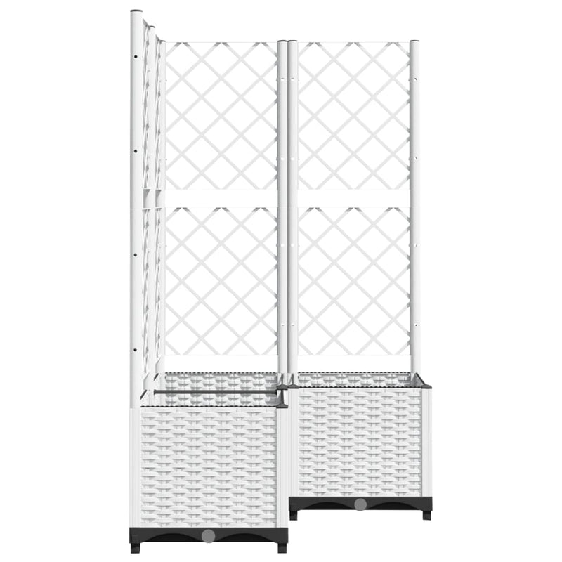 Load image into Gallery viewer, Vidaxl plantenbak met latwerk 80x80x136 cm polypropeen wit
