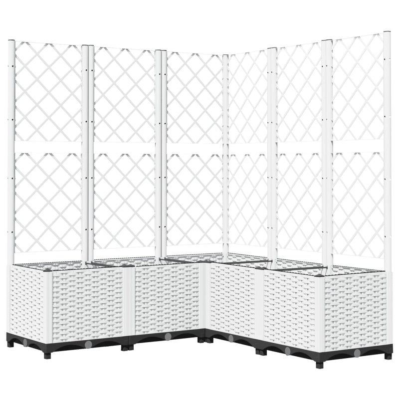 Load image into Gallery viewer, Vidaxl plantenbak met latwerk 120x120x136 cm polypropeen wit
