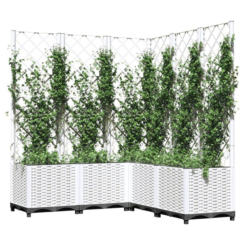 Load image into Gallery viewer, Vidaxl plantenbak met latwerk 120x120x136 cm polypropeen wit

