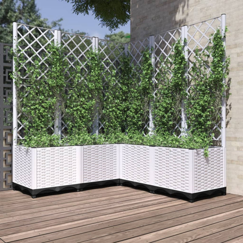 Load image into Gallery viewer, Vidaxl plantenbak met latwerk 120x120x136 cm polypropeen wit
